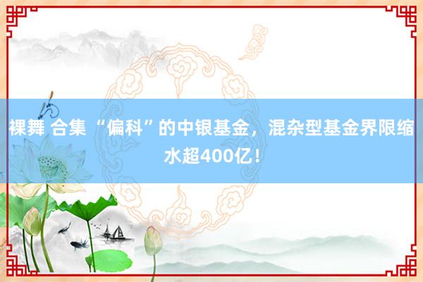 裸舞 合集 “偏科”的中银基金，混杂型基金界限缩水超400亿！