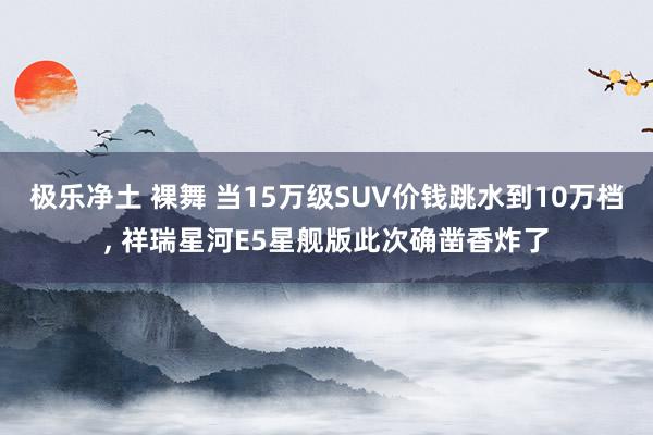 极乐净土 裸舞 当15万级SUV价钱跳水到10万档， 祥瑞星河E5星舰版此次确凿香炸了