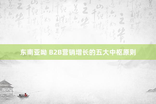 东南亚呦 B2B营销增长的五大中枢原则